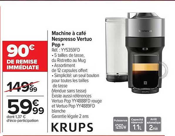KRUPS Machine à café Nespresso Vertuo Pop +