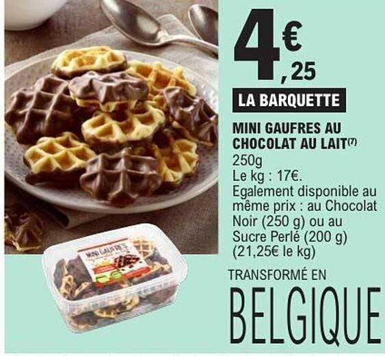 LA BARQUETTE MINI Gaufres au CHOCOLAT AU LAIT