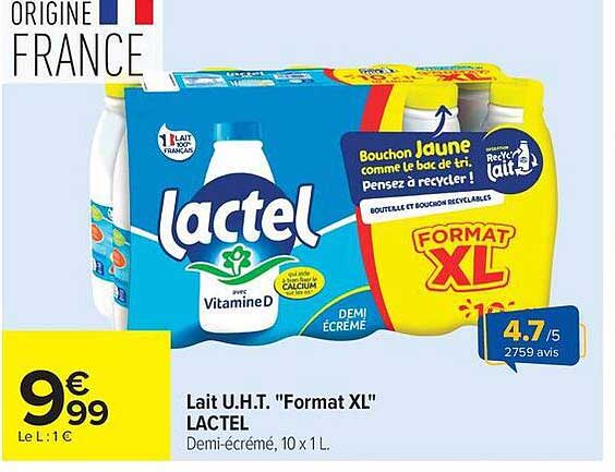 Lactel Lait U.H.T. Format XL