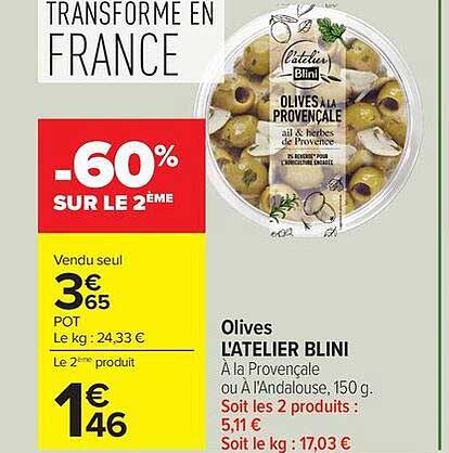 L'ATELIER BLINI Olives à la Provençale