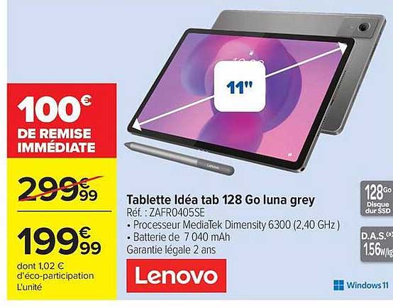 Lenovo Tablette Idéa tab 128 Go luna grey