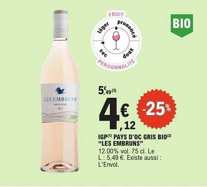 LES EMBRUNS PAYS D'OC Gris BIO