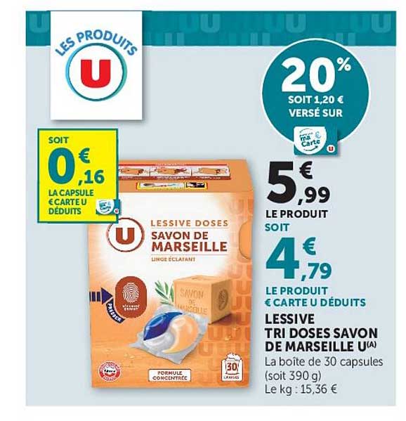 Lessive Tri doses Savon de Marseille U