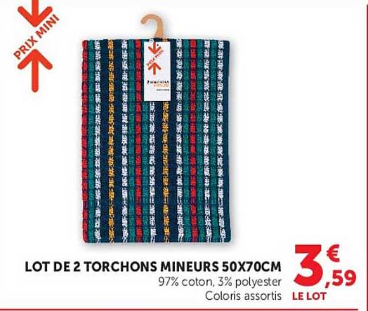 LOT DE 2 TORCHONS MINEURS 50X70CM