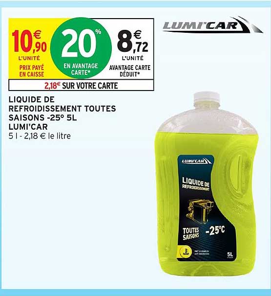 LUMI’CAR Liquide de refroidissement toutes saisons -25°5L