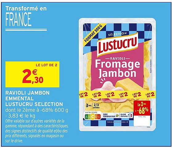 Lustucru Ravioli Fromage Jambon