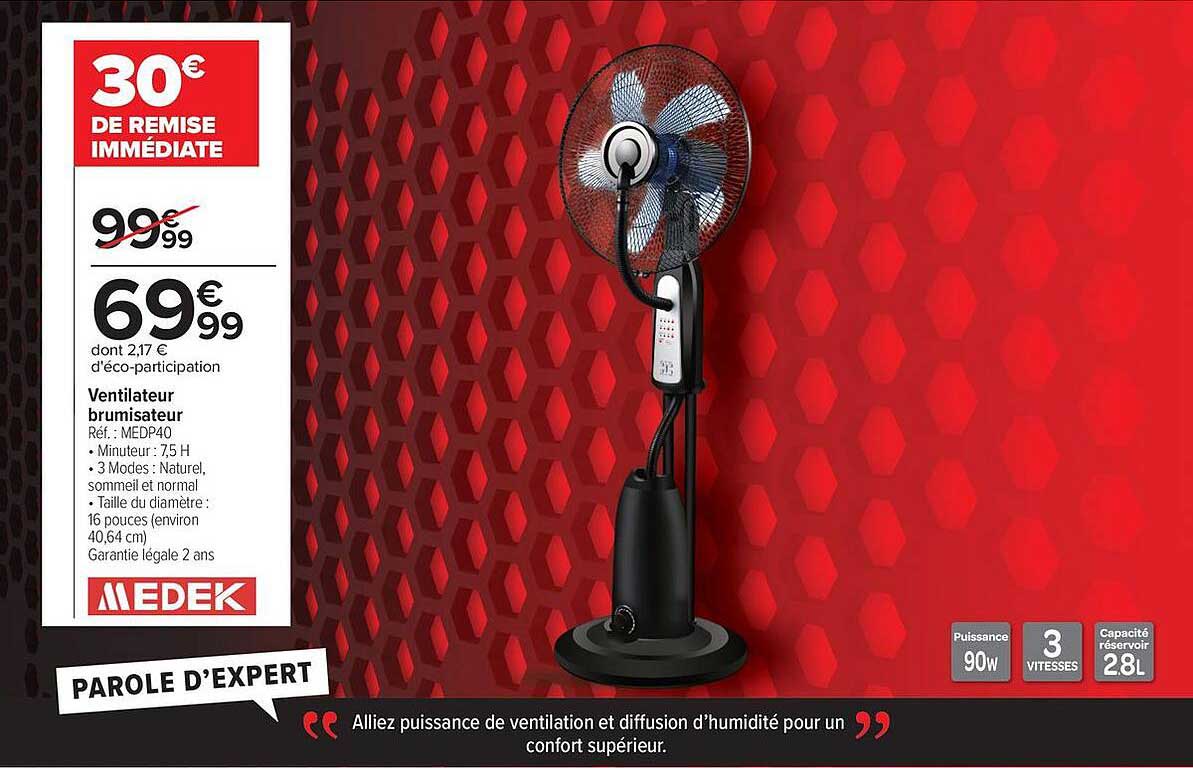 Medek Ventilateur brumisateur