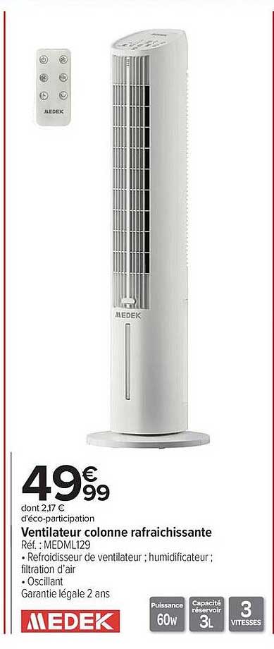 MEDEK Ventilateur colonne rafraichissante