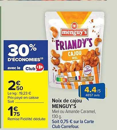 MENGUY'S FRIANDY'S CAJOU MIEL