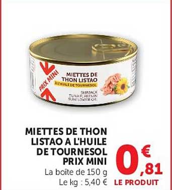 MIETTES DE THON LISTAO A L'HUILE DE TOURNESOL
