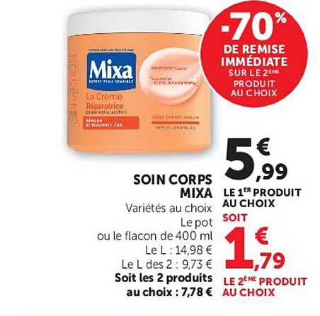 Mixa Soin Corps Reparation Trop Secs Normaux à Secs