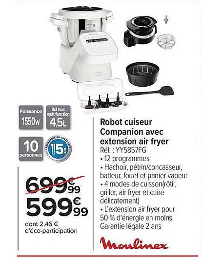 Moulinex Robot cuiseur Companion avec extension air fryer