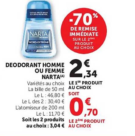 Narta Déodorant Homme ou Femme