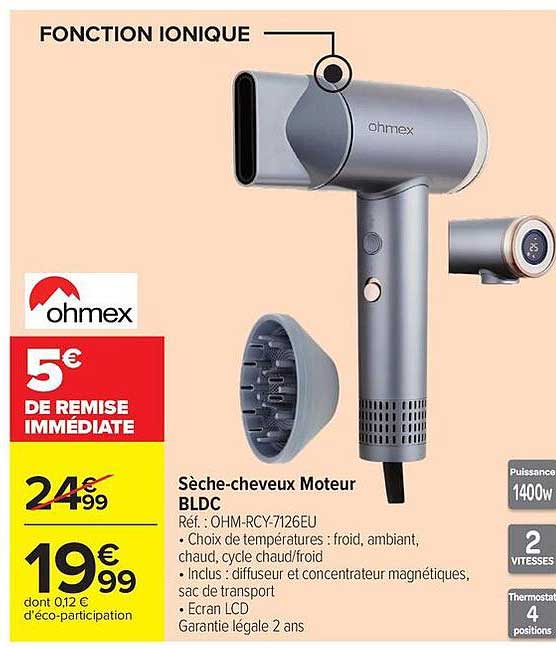 ohmex Sèche-cheveux Moteur BLDC
