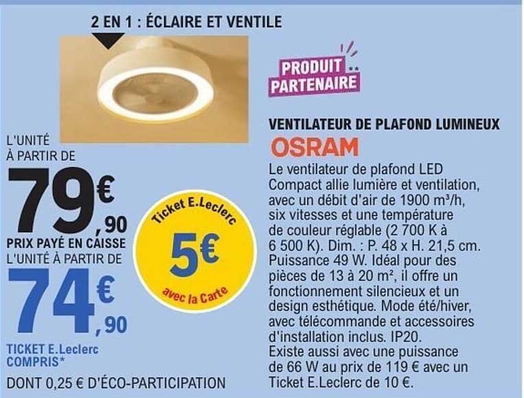 OSRAM VENTილATEUR DE PLAFOND LUMINEUX