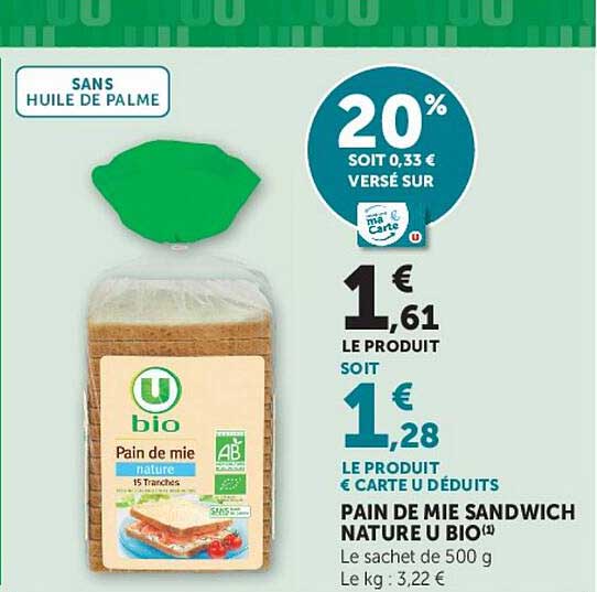 PAIN DE MIE SANDWICH NATURE U BIO