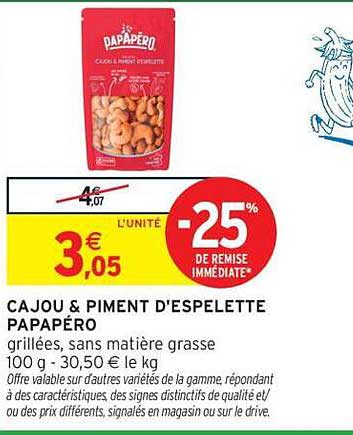 PAPAPERO CAJOU & PIMENT D'ESPELETTE