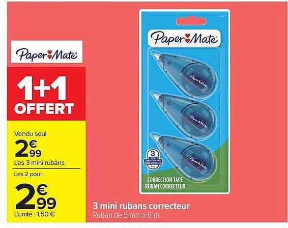 Paper Mate 3 mini rubans correcteur