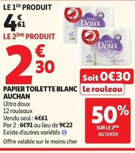 PAPIER TOILETTE BLANC AUCHAN