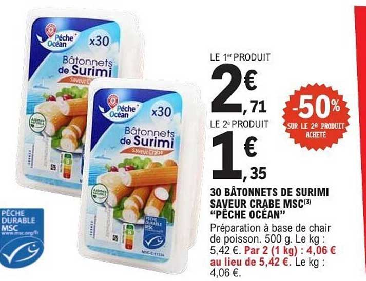 Pêche Océan Bâtonnets de Surimi