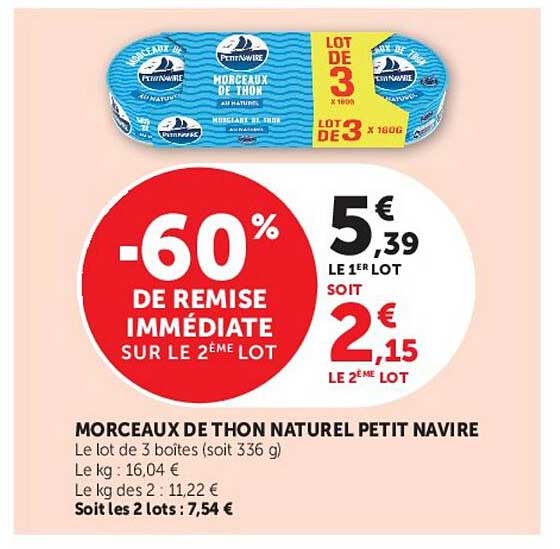 Petit Navire Morceaux de Thon Naturel