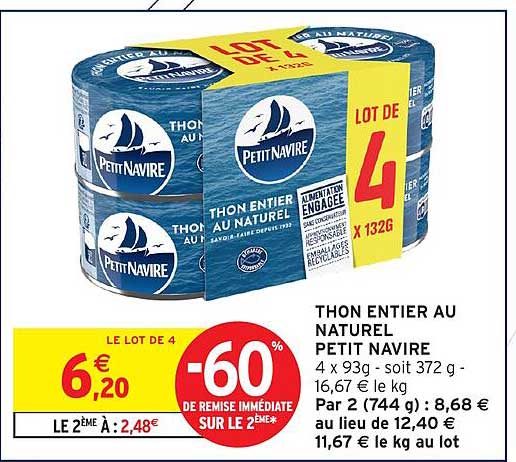 Petit Navire Thon entier au naturel