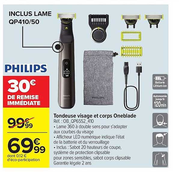 Philips Tondeuse visage et corps OneBlade