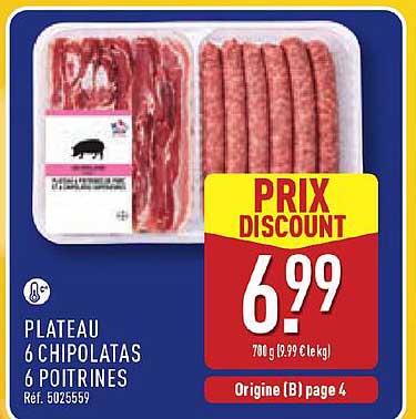 PLATEAU 6 CHIPOLATAS 6 COTERINES