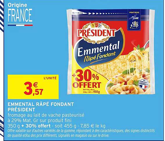 Président Emmental Râpé Fondant