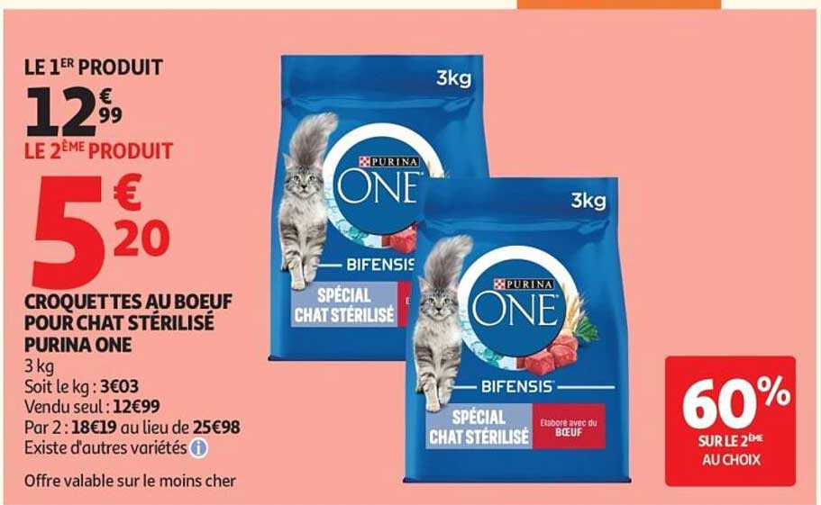 Purina ONE Croquettes au boeuf pour chat stérilisé