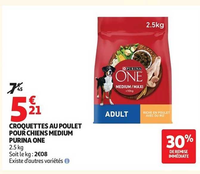 Purina One Croquettes au poulet pour chiens medium