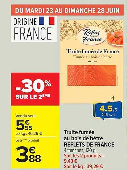 Reflets de France Truite fumée au bois de hêtre