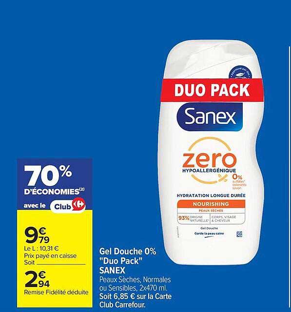 Sanex Gel Douche 0% Duo Pack