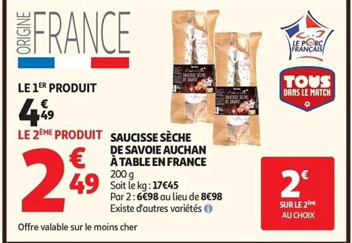 SAUCISSE SÈCHE DE SAVOIE AUCHAN À TABLE EN FRANCE