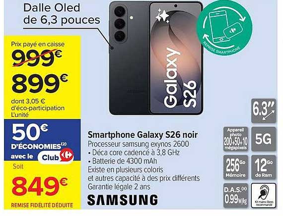 Smartphone Galaxy S26 noir