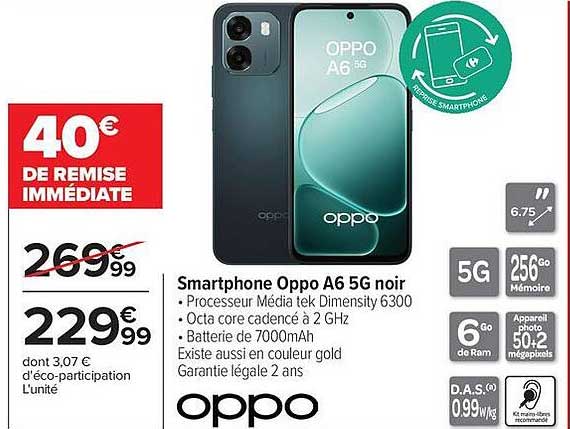 Smartphone Oppo A6 5G noir