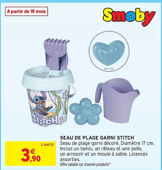 Smoby Seau de plage garni Stitch