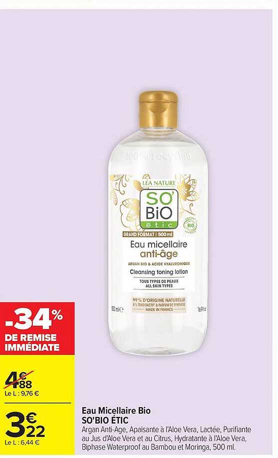 SO'BiO étic Eau micellaire anti-âge