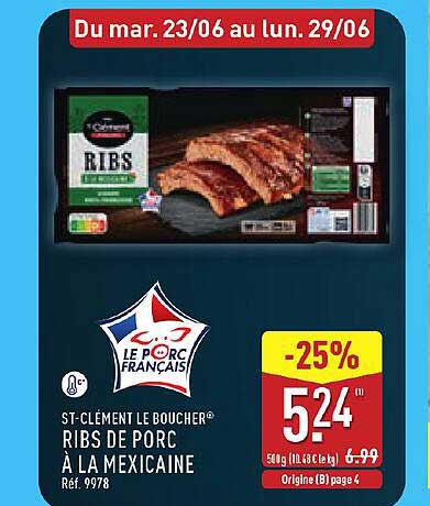ST-CLÉMENT LE BOUCHER RIBS DE PORC À LA MEXICAINE