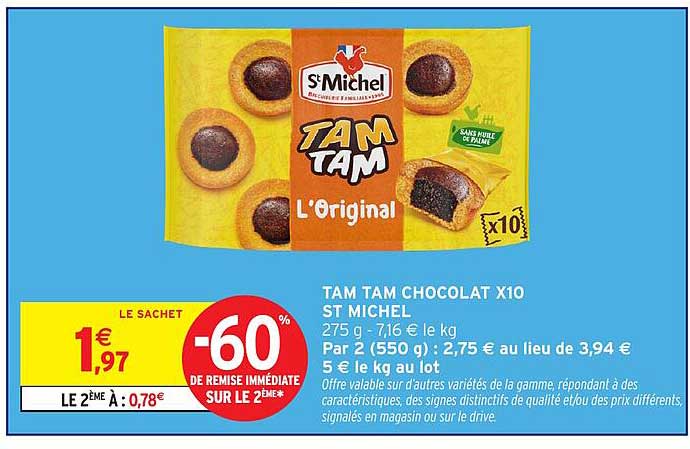 St Michel Tam Tam Chocolat X10