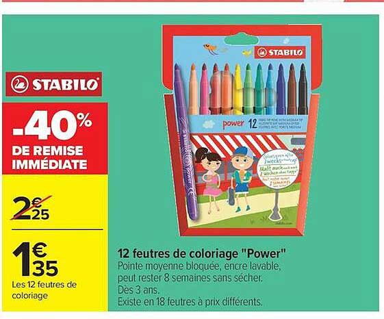 STABILO 12 feutres de coloriage "Power