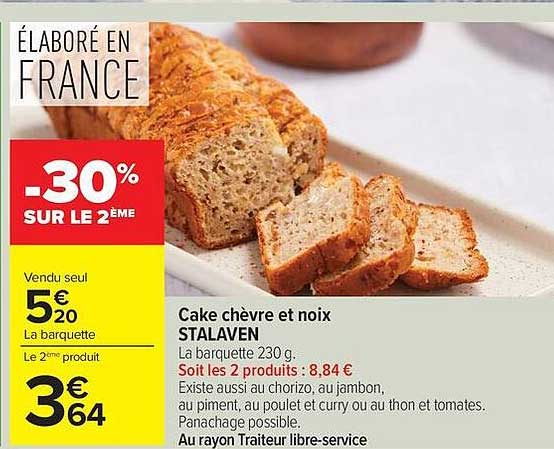 STALAVEN Cake chèvre et noix