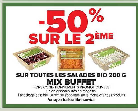 SUR TOUTES LES SALADES BIO 200 G MIX BUFFET