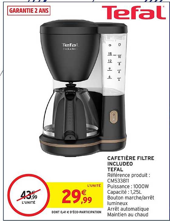 Tefal Cafetière filtre Includeo