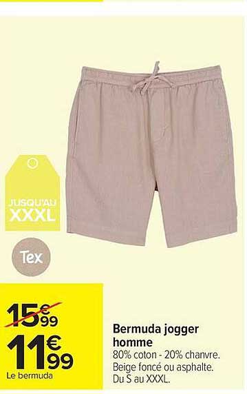 Tex Bermuda jogger homme