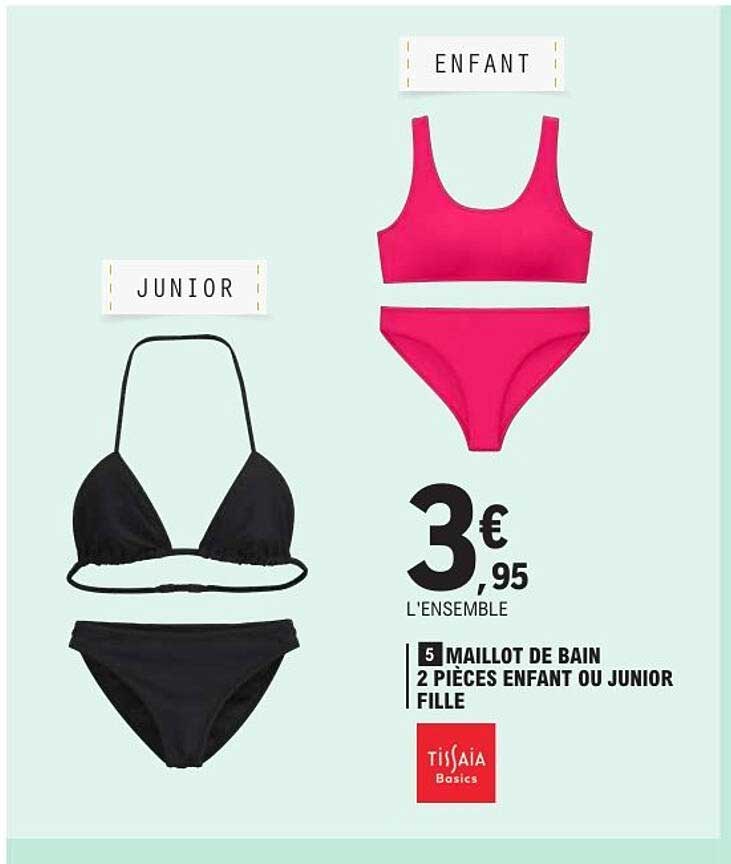 Tissaia Basics Maillot de bain 2 pièces enfant ou junior fille