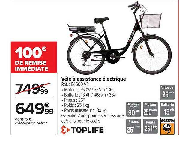 TOPLIFE Vélo à assistance électrique