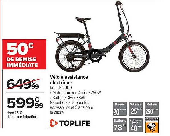 TOPLIFE Vélo à assistance électrique