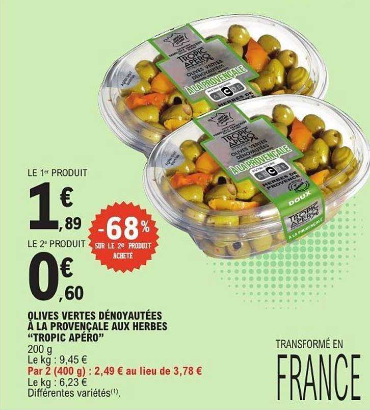 Tropic Apéro Olives Vertes Dénoyautées