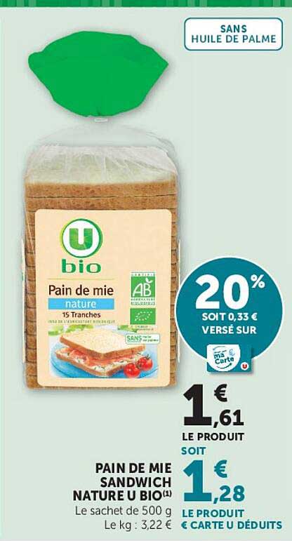 U bio Pain de mie nature